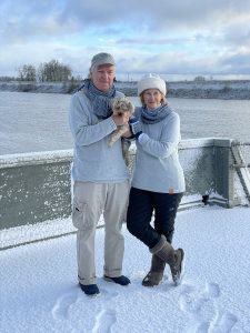 Sylvia, Michael & Biscuit on Floating Home in Portland, Orego.g & Michael in Portland, Oregon