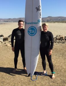 First surf with new board and son after attack 