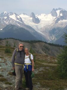 Ed & Anne helihiking in Bugaboos in Canadian Rockies - 2015