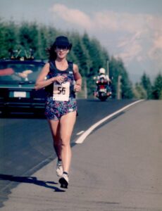 Younger Charlotte running in a race