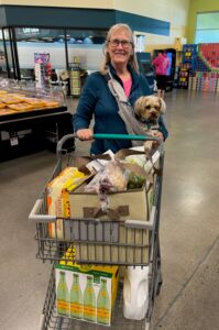 Sylvia and Biscuit grocery shopping