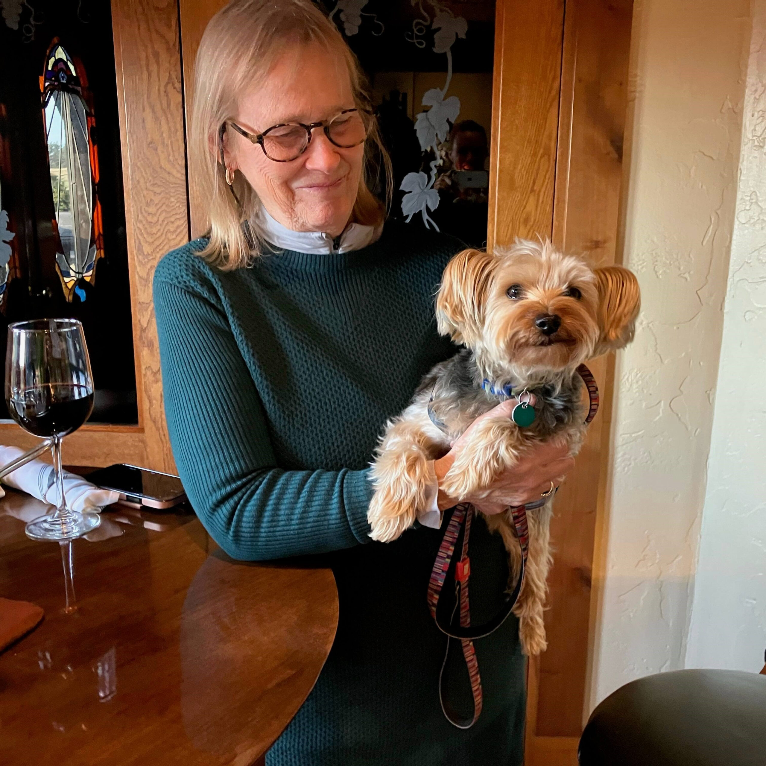 Sylvia with her dog, Biscuit