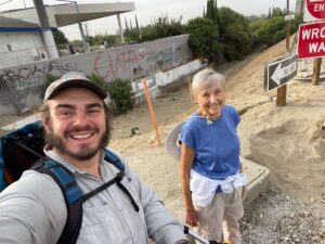 Ranger and Joan on the walk