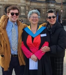 Graduation from University of Edinburgh with family - L to R - Nigel Berkeley, Barbara, Wendy Storch